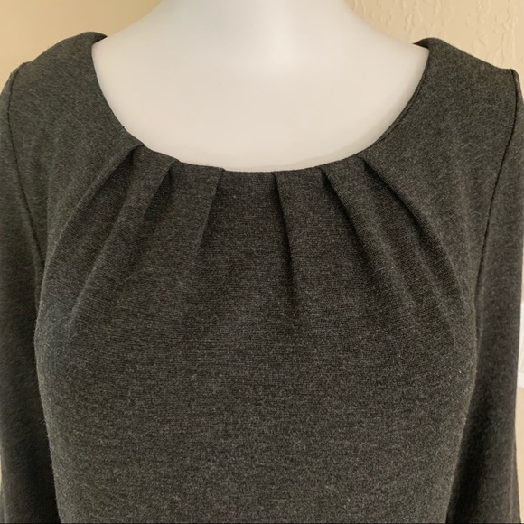 TRINA TURK Knit Lace Hem Charcoal Grey Dress - Picture 3 of 16